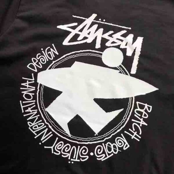 Men's Stussy Skateboard Surfing Print Black Short Sleeves Size: L - Picture 5 of 6